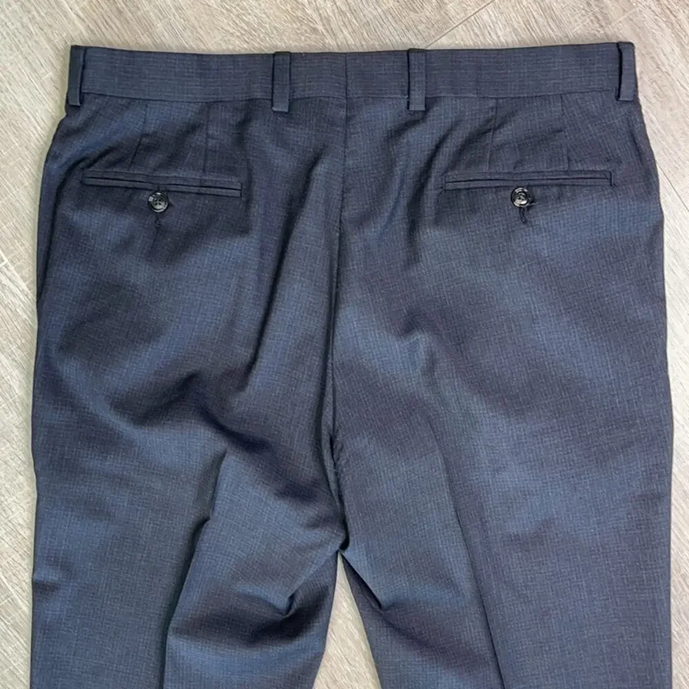 TED BAKER 100% Wool Charcoal Gray Flat Front Dress Slacks Jefferson Pants